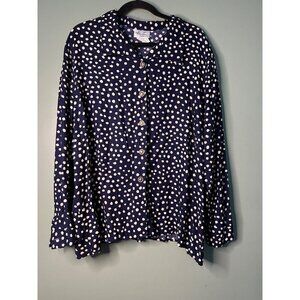 24W Polka Dot Blouse Navy Ivory | Kathy Lee Coquette Cottagecore Academia Y2K